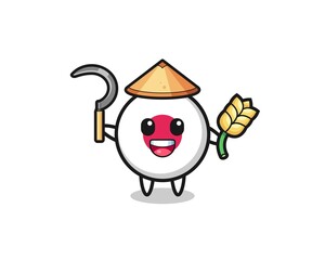 japan flag Asian farmer holding paddy