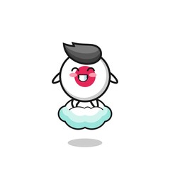 cute japan flag illustration riding a floating cloud