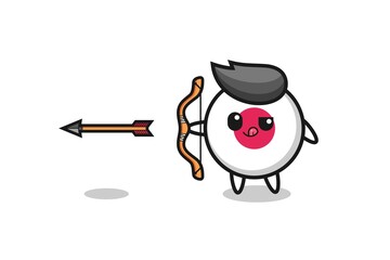 illustration of japan flag character doing archery