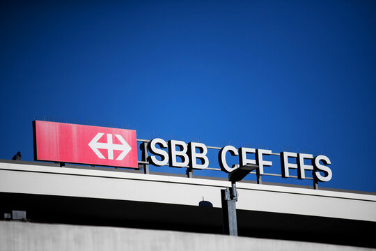chur, graubuenden,switzerland - 07 11 2021: an sbb sign on a roof