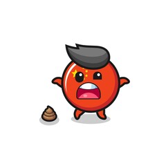 china flag earth surprised to meet poop