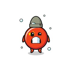 cute cartoon china flag with shivering expression