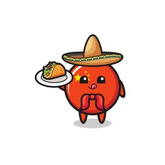 china flag Mexican chef mascot holding a taco