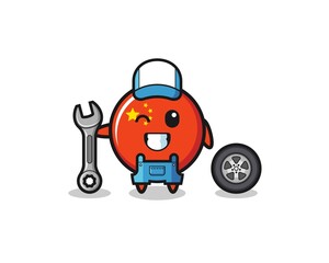 the china flag character as a mechanic mascot