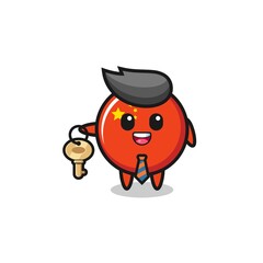 Obraz premium cute china flag as a real estate agent mascot