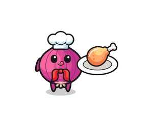 onion fried chicken chef cartoon character