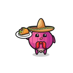 onion Mexican chef mascot holding a taco