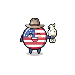 united states flag zookeeper mascot with a parrot