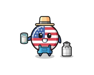 united states flag cartoon as the dairy farmer