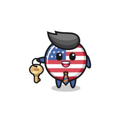 Obraz premium cute united states flag as a real estate agent mascot