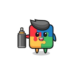 the cute puzzle as a graffiti bomber