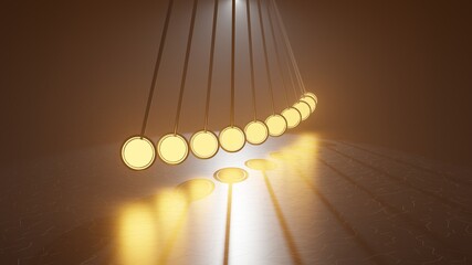 This is pattern from pendulum wave. Its made in the studio where the floor has an unusual texture that has bump, reflections and slight blur. There is a spot light on the top of the studio. 