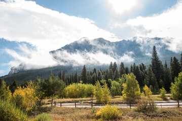 Clouds hanging over a forest in the Rocky Mountains NP