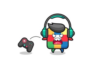 Fototapeta premium cube puzzle gamer mascot is angry