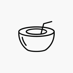 Coconut drink line icon, vector, illustration, logo template. Suitable for many purposes.