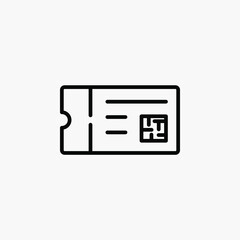 Ticket, pass, voucher line icon, vector, illustration, logo template. Suitable for many purposes.