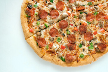 tasty pizza on the white background