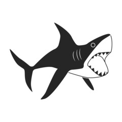 Shark black vector icon.Black vector illustration fish of sea. Isolated illustration of shark icon on white background.