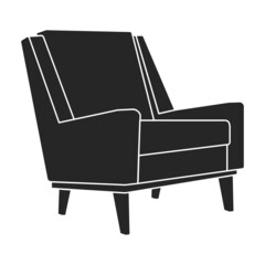 Home armchair vector black icon. Vector illustration comfortable chair on white background. Isolated illustration black icon home armchair.