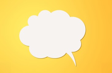 Thought white bubble on a colored background. Concept of idea, positive way of thinking