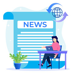 Illustration vector graphic cartoon character of online news