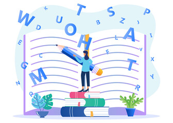 Illustration vector graphic cartoon character of writer