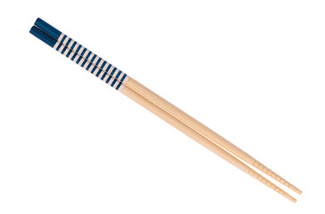 Wooden chopsticks isolated on white background
