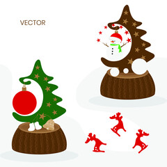 set of Christmas trees