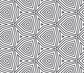 Striped hand drawn pattern. Black symmetrical