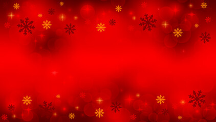 Fototapeta na wymiar Red christmas background with snowflakes and glowing lights.