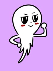 cute ghost cartoon on purple background