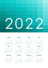 Calendar for 2022 with gradient.