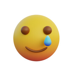 3d illustration Emoticon little smiley expression and tears