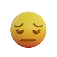 3d illustration sad and tired face emoticon