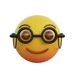 3d illustration old man emoticon wearing clear round glasses