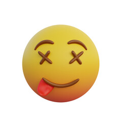 3d illustration Emoticon expression dead face and sticking out tongue