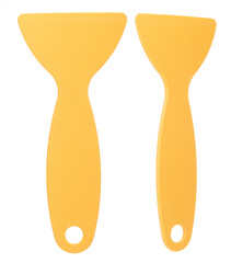 Set of Yellow plastic scraper isolated on white background