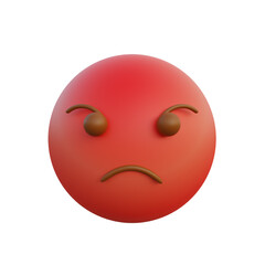 3d illustration Emoticon expression Angry pout face