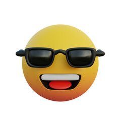 3d illustration laughing face emoticon wearing sunglasses