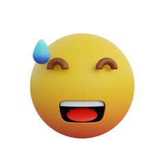 3d illustration Emoticon smiling expression but sweating