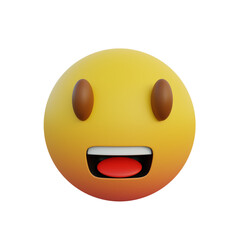 3d illustration Emoticon happy expression with big eyes