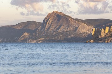 Aerial view of coast with clear turquoise
