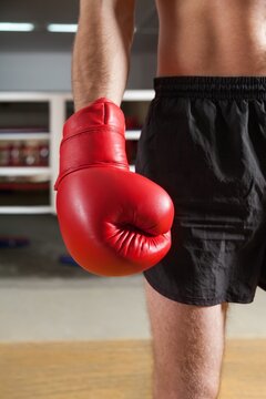 man wearing a bloxing glove