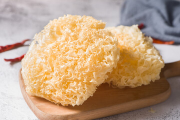 dry tremella on wood background