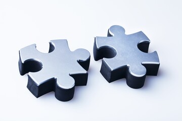 Jigsaw toy Puzzle Pieces on the desk