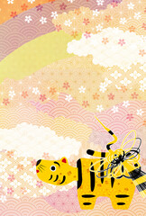 寅　年賀状　和柄　背景 