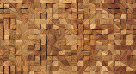 3d illustration of wooden wall panel. Abstract panelling pattern