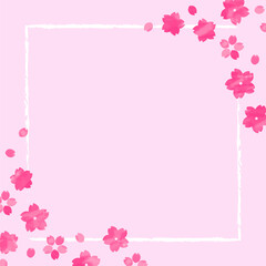 Fototapeta na wymiar 手書きの桜の花のシンプルなフレーム 
