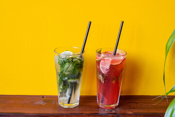 Cold drinks, mojio with ice