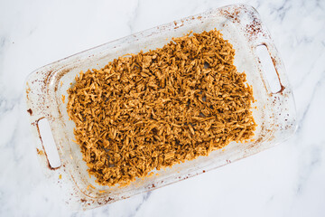 vegan shredded baked teriyaki tofu, healthy plant-based food